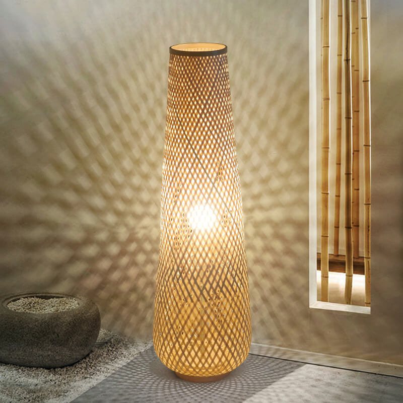 Modern Bamboo Weaving 1-Light LED Floor Lamp - Eco-Friendly Home Lighting
