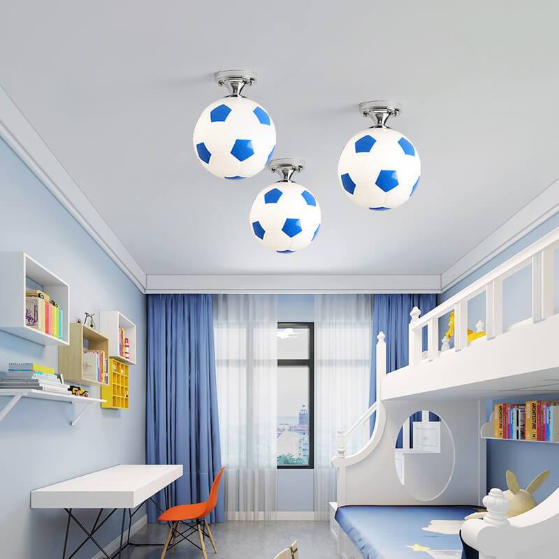 Basketball Soccer Glass Semi-Flush Mount Ceiling Light