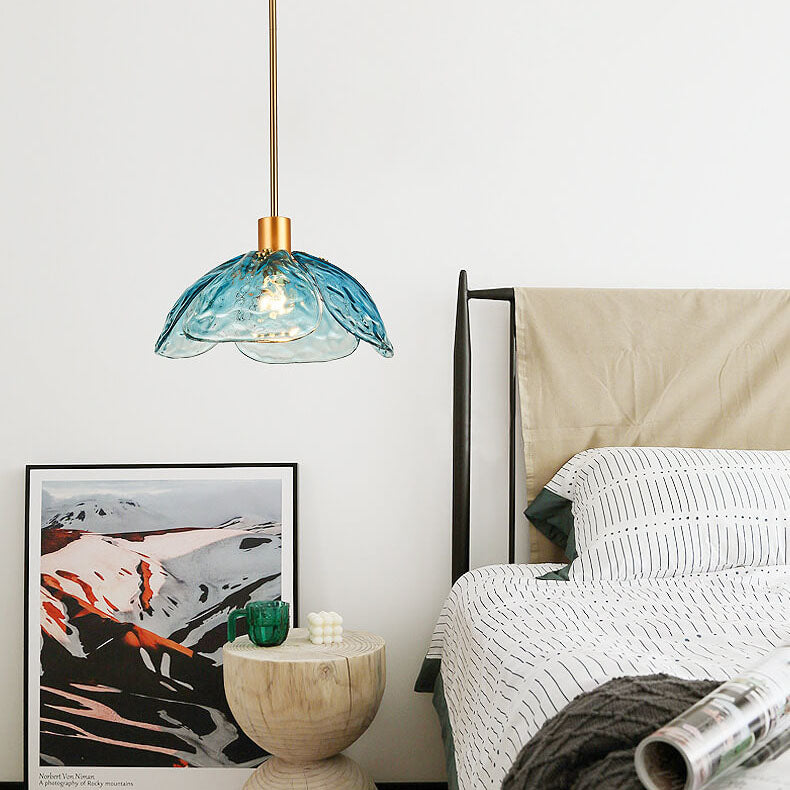 Modern Minimalist Flower Petal Glass Pendant Light - 1-Light Fixture for Living Room