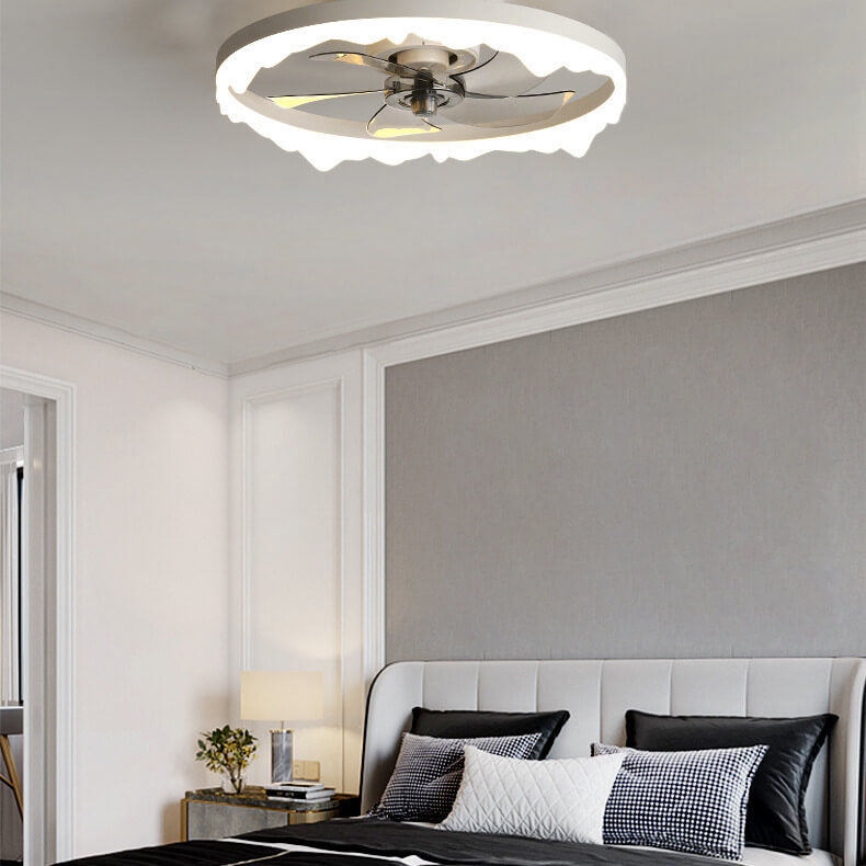 Minimalist Round Acrylic LED Semi-Flush Mount Ceiling Fan Light