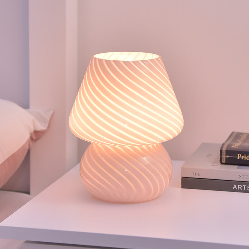 Retro Glass Mushroom LED Night Light Table Lamp