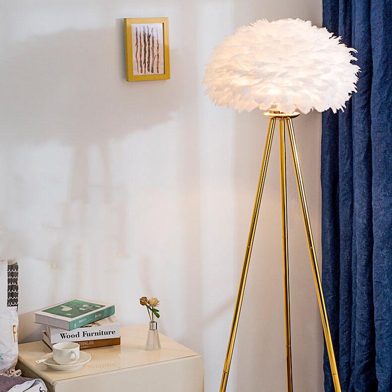 Modern Feather Globe Floor Lamp - Stylish Lighting for Home Decor