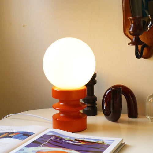 Vintage Orange Solid Glass 1-Light Table Lamp, Mid-Century Modern Lighting, Retro Home Decor, Warm Ambient Light for Living Room, Unique Desk Lamp, Artisanal Glass Table Lamp, Stylish Nightstand Light, Vintage-Inspired Lighting, Handcrafted Glass Lampshad