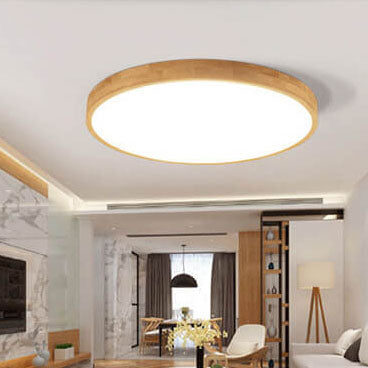 Nordic Solid Wood Ultra-Thin LED Flush Mount Ceiling Light
