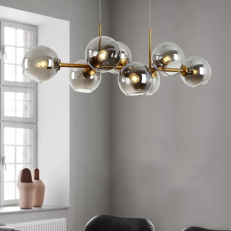 Modern Glass Magic Bean 8-Light LED Chandelier - Contemporary Lighting, Elegant Home Decor, Sleek Design, Energy-Efficient, Bright Illumination, Unique Pendant Fixture, Dining Room & Living Space Lighting