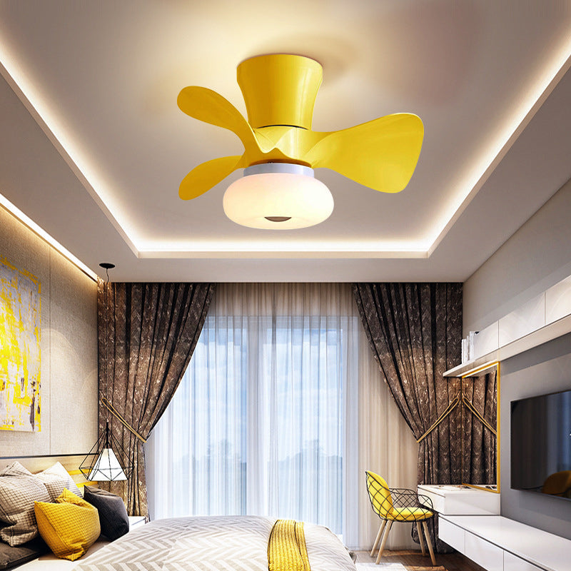 Contemporary Nordic Macaron ABS Metal LED Ceiling Fan Light for Living Room