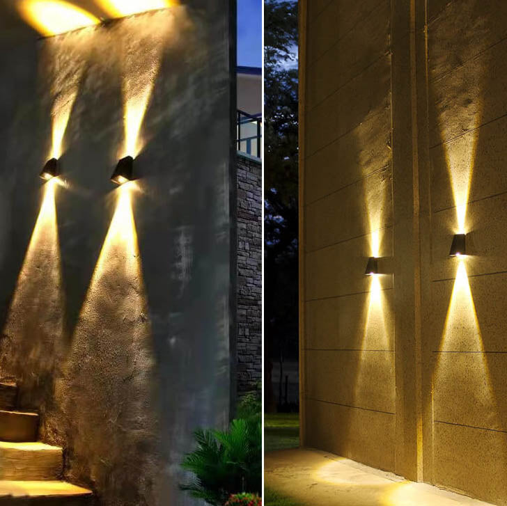 Solar Outdoor Waterproof LED Wall Sconce - Up & Down Lights