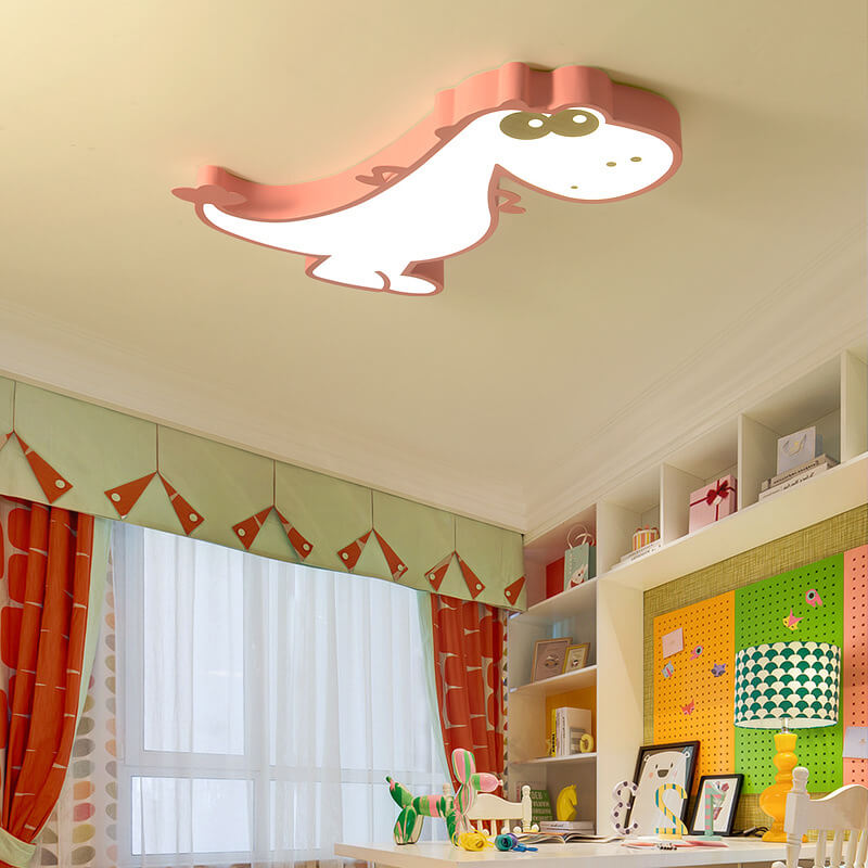 Cartoon Dinosaur LED Ceiling Light - Creative Flush Mount Fixture for Kids' Room Decor