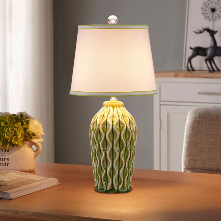 Modern Simple Fabric Ice Cracked Ceramics 1-Light Table Lamp Stylish Home Decor Bedroom Living Room Lighting Decorative Accent Lamp Contemporary Design Unique Ceramic Finish Elegant Modern Lighting Fixture