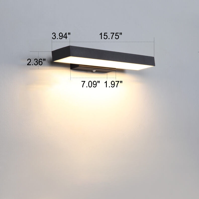 Modern Minimalist Waterproof LED Wall Sconce Lamp - Rectangular Flat Design, Outdoor Sensor Lighting
