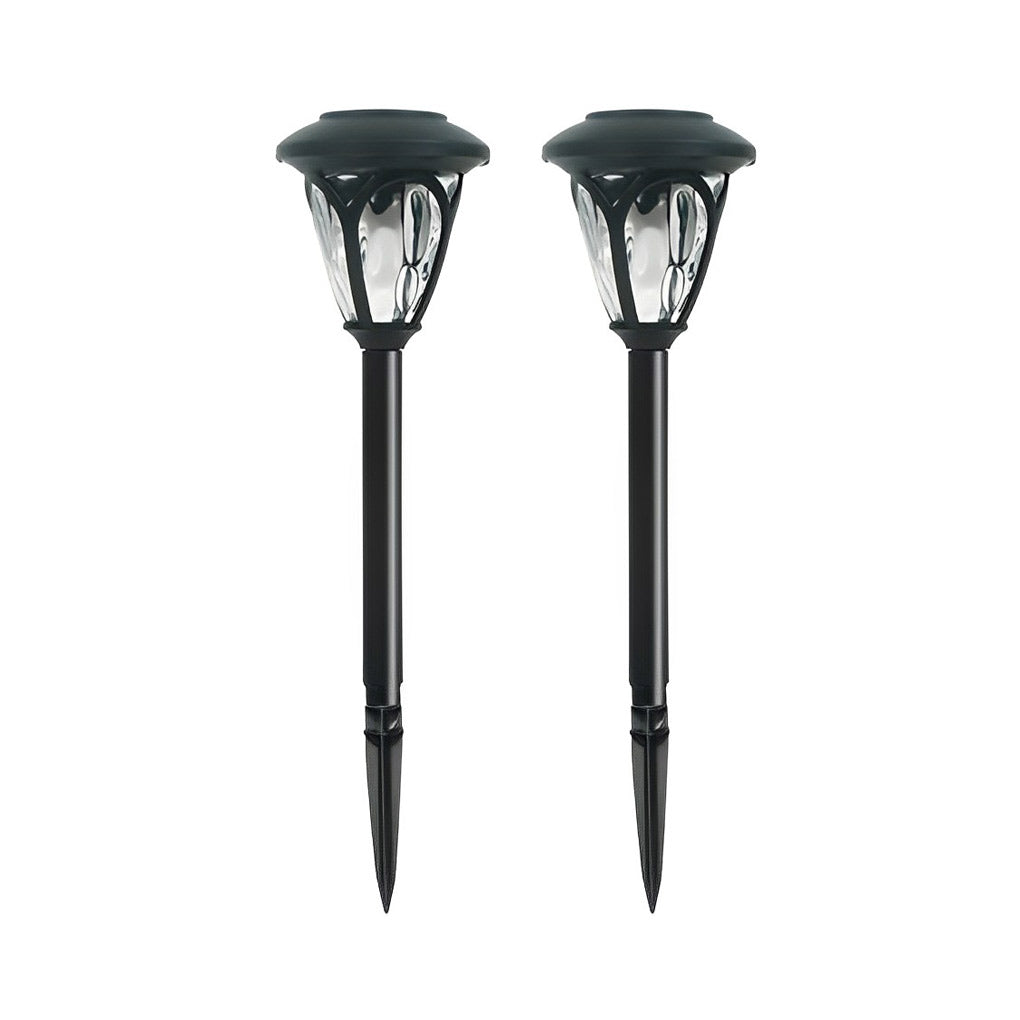 Modern Black Solar Lawn Lights - 2-Pack Smart LED Outdoor Lighting