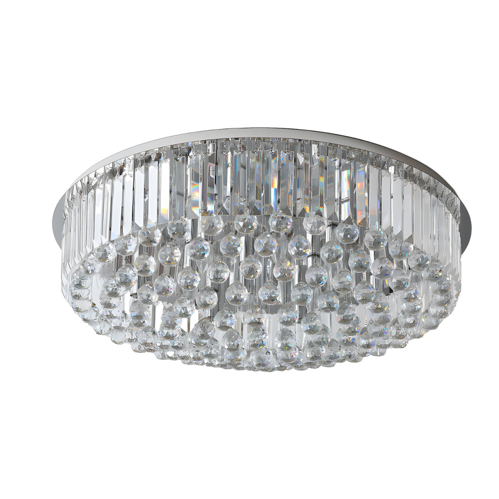 Round Crystal Flush Mount Light - Luxury Modern Ceiling Fixture