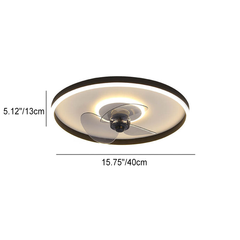 Contemporary Nordic Round LED Flush Mount Ceiling Fan Light for Living Room & Bedroom