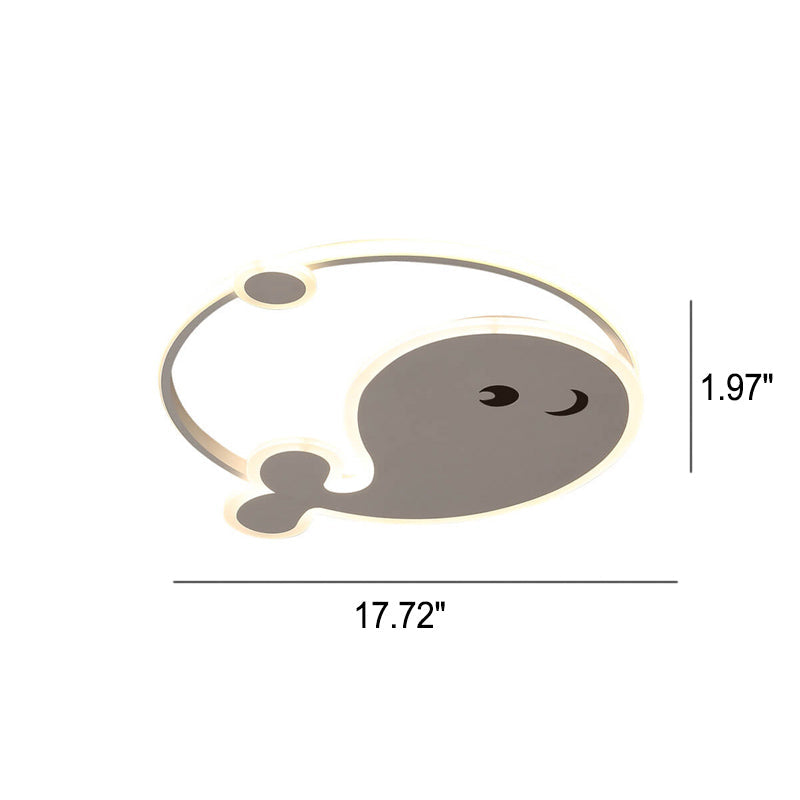 Creative Cartoon Dolphin Moon LED Kids Flush Mount Ceiling Light for Child’s Bedroom, Nursery Lighting, Whale Design Ceiling Fixture, Playful Ocean Theme, Adjustable Brightness, Energy-Efficient, Cute Kids Room Decor, Unique Playroom Lighting, Safe for Ki