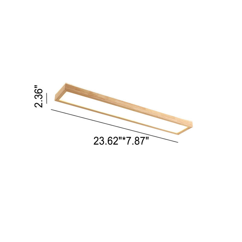Japanese Minimalist Walnut LED Flush Mount Ceiling Light