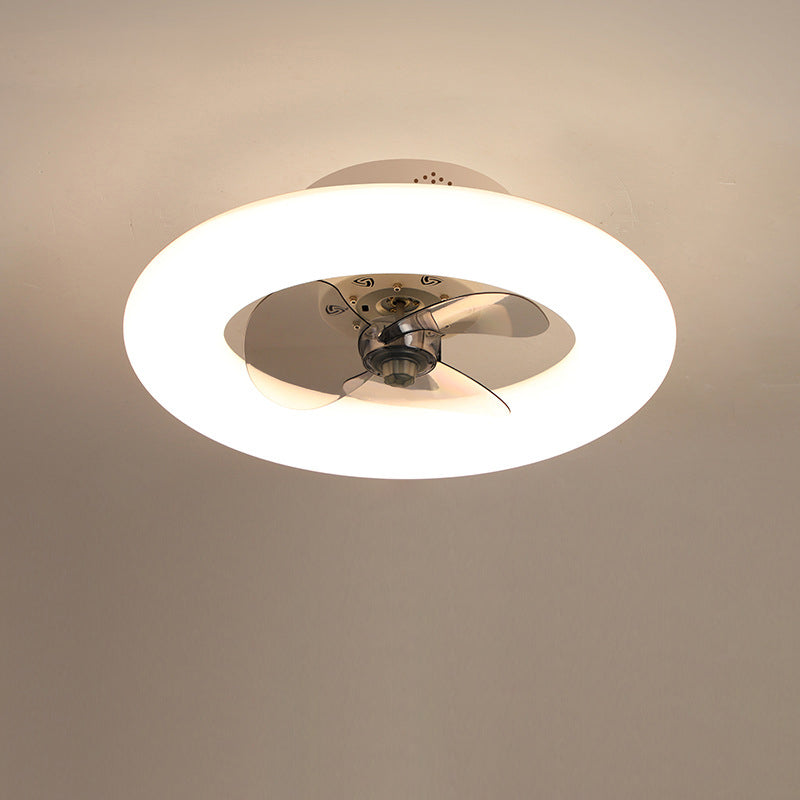 Modern Creative Circle LED Semi-Flush Mount Ceiling Fan Light - Stylish Home Lighting & Energy-Efficient Ceiling Fixture