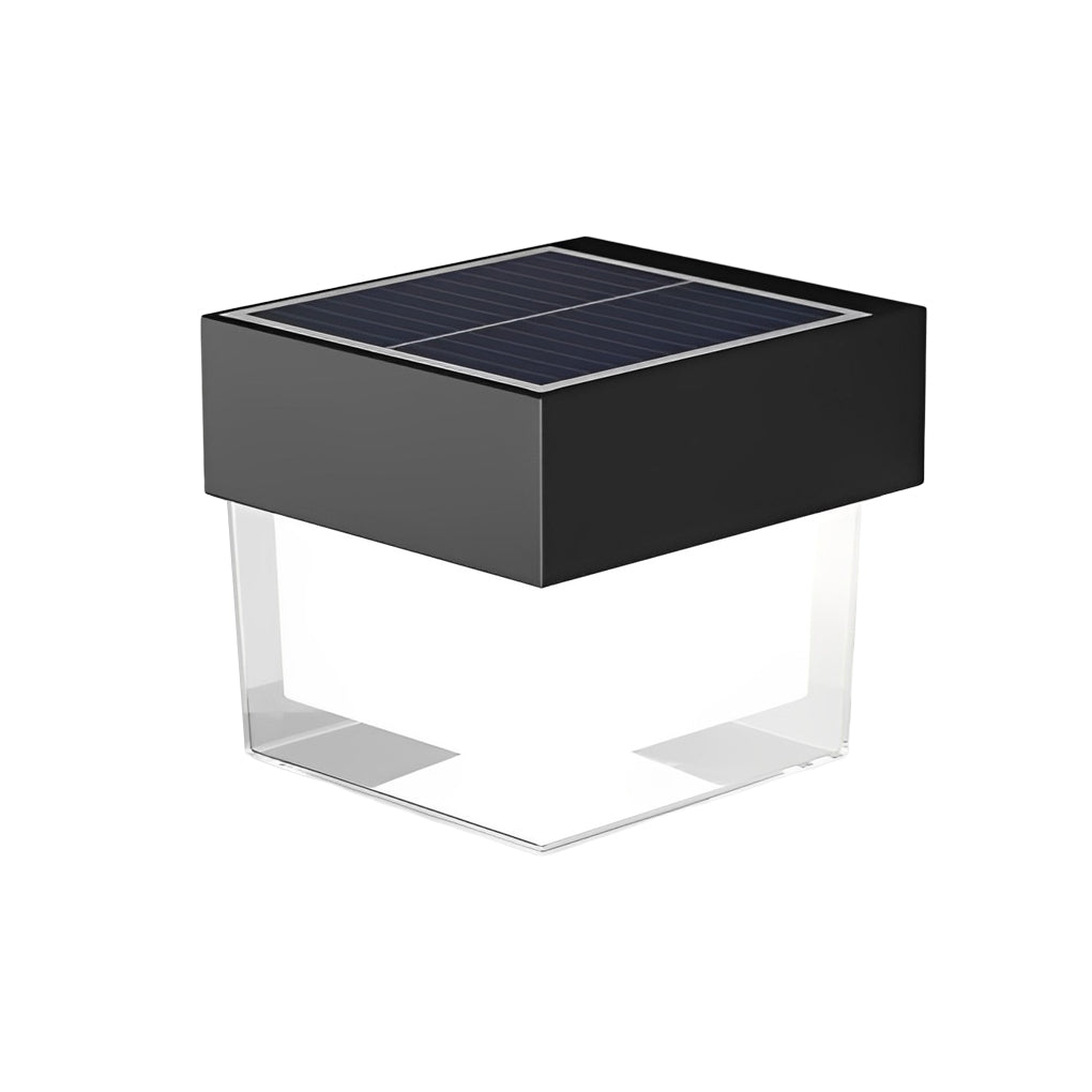 Square Round Waterproof LED Solar Wall Lights - Black Minimalist Outdoor Lighting