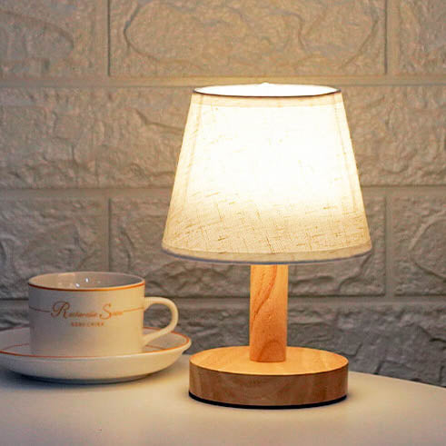 Vintage Linen Drum Shade LED Table Lamp, Modern Home Lighting, Decorative Nightstand Lamp, Contemporary Bedside Light, Energy-Efficient Lighting, Classic Fabric Shade for Living Room, Elegant Office Desk Decor, Stylish Accent Lamp, Warm White LED Light, M