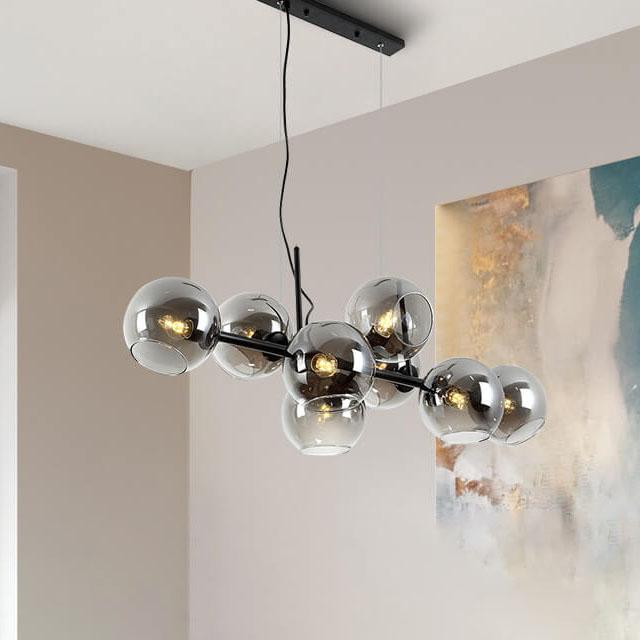 Modern Glass Magic Bean 8-Light LED Chandelier - Contemporary Lighting, Elegant Home Decor, Sleek Design, Energy-Efficient, Bright Illumination, Unique Pendant Fixture, Dining Room & Living Space Lighting