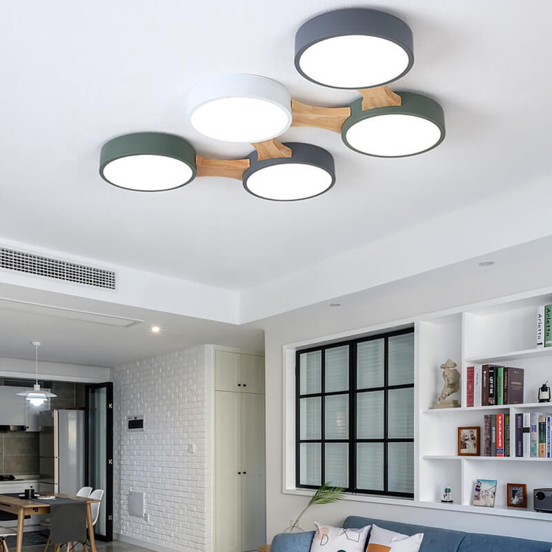 Modern Macaron Circle LED Flush Mount Ceiling Light - 3/4/5/8 Light Options, Stylish LED Fixture for Home Decor, Energy Efficient Ceiling Lighting