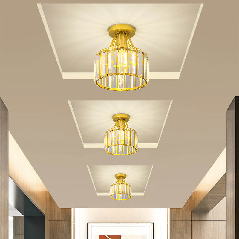 Modern Crystal Dome Semi-Flush Mount Ceiling Light - Elegant Home Lighting Fixture