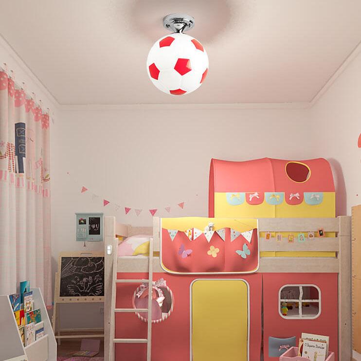 Basketball Soccer Glass Semi-Flush Mount Ceiling Light