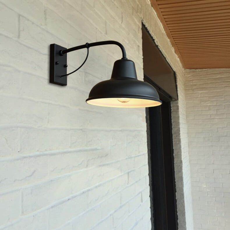 Vintage Iron Barn Waterproof Outdoor Wall Sconce Lamp – Rustic 1-Light Fixture for Exterior Lighting