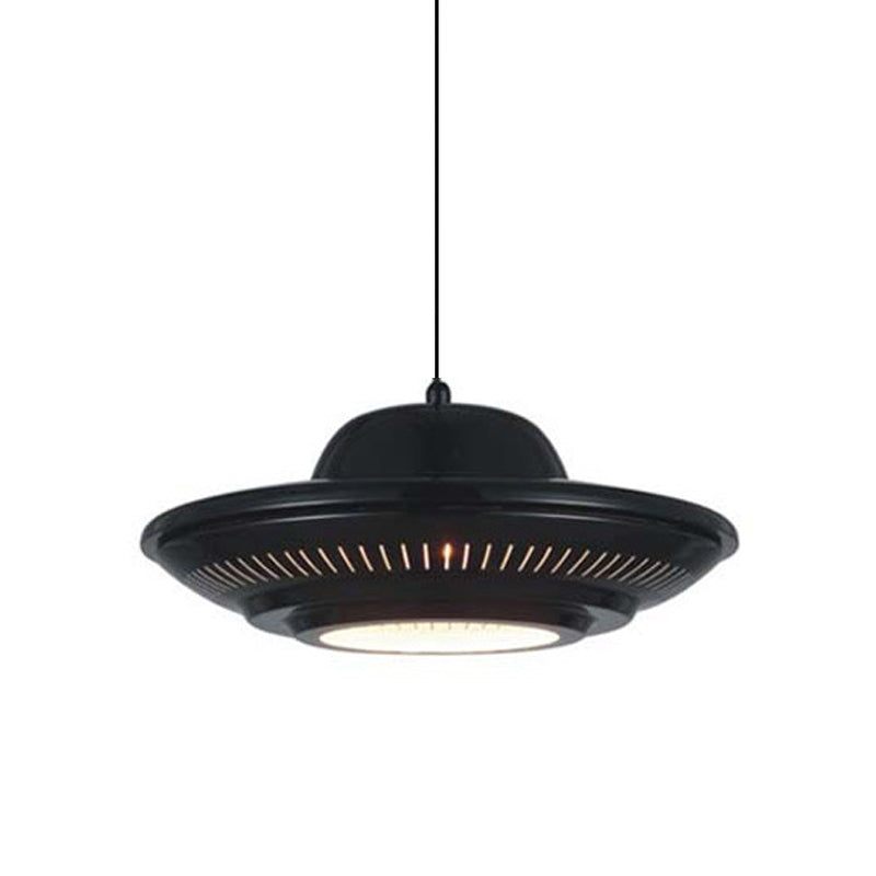 Industrial Vintage Iron Flying Saucer Pendant Light - 1-Light Fixture for Kitchen & Dining Rooms, Retro Metal Hanging Light, Edison Bulb Compatible, Rustic Home Decor