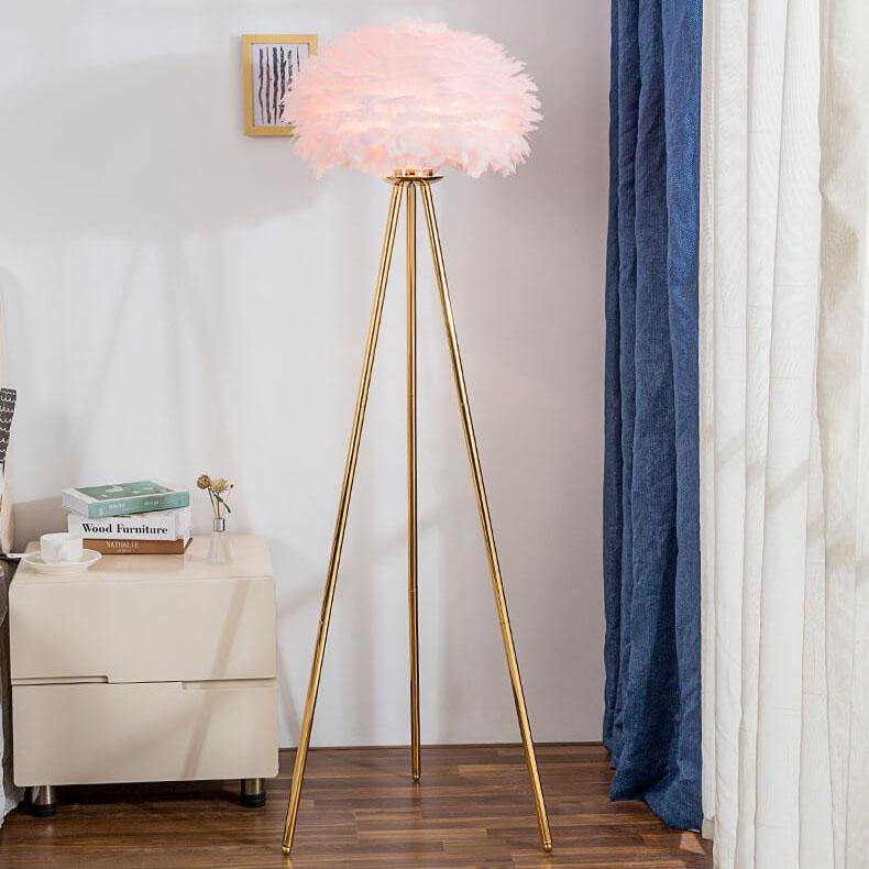 Modern Feather Globe Floor Lamp - Stylish Lighting for Home Decor