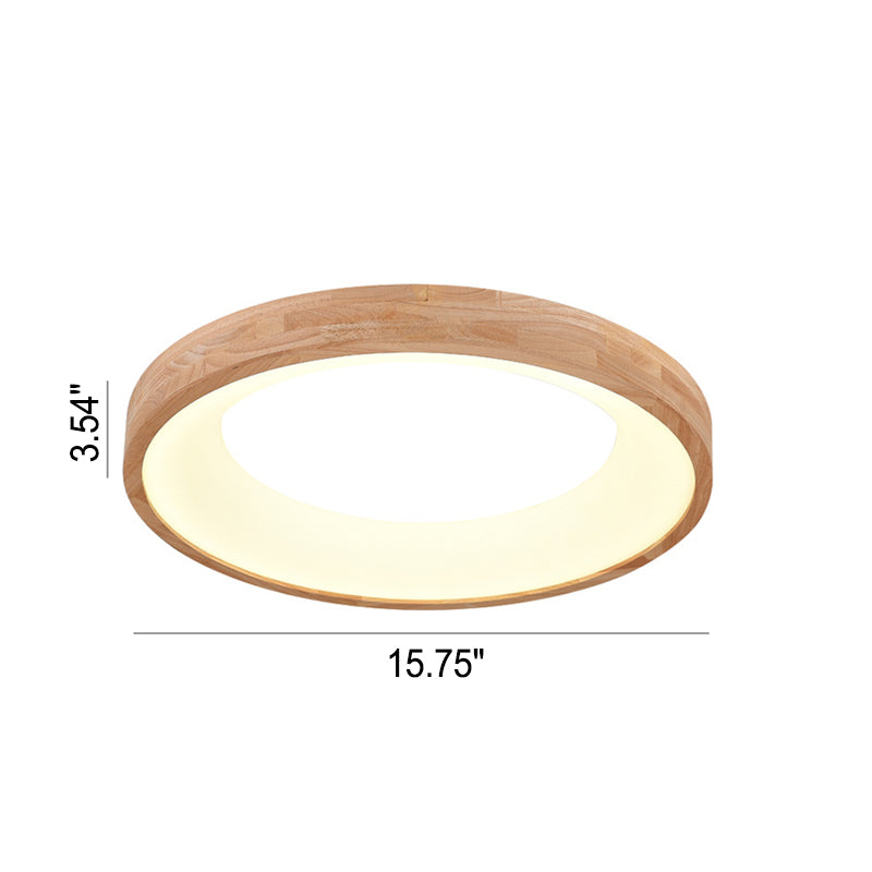 Nordic Minimalist Round LED Flush Mount Ceiling Light - Log Wood Design, Modern Illumination, Natural Aesthetic, Home Lighting Solution