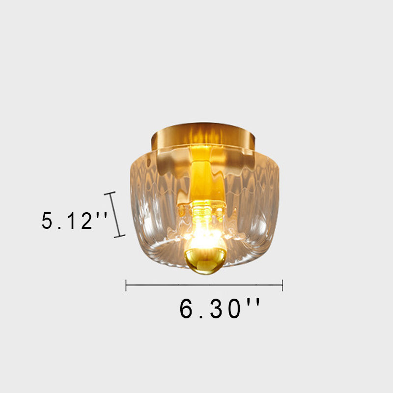Modern Luxury Glass Sun Shape Copper Flush Mount Light - Dual Purpose 1-Light Fixture