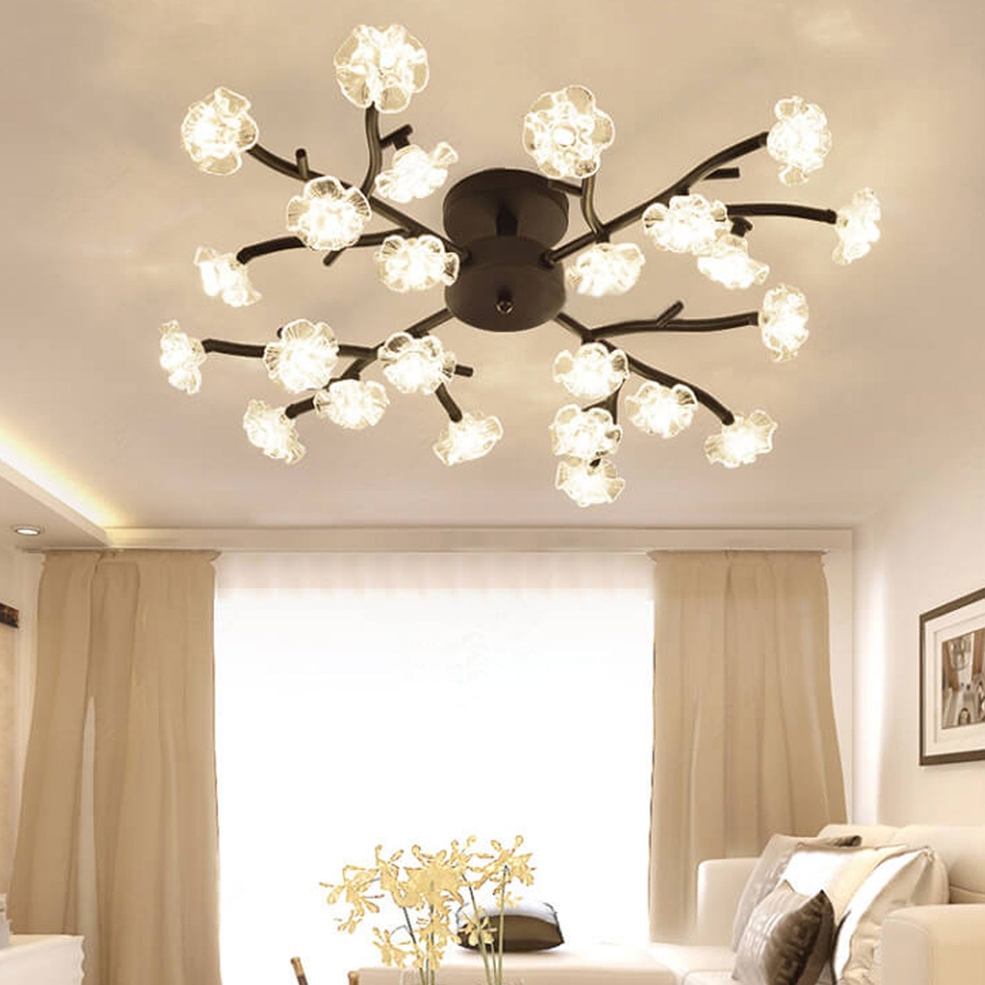 Nordic Creative Plum Blossom LED Semi-Flush Mount Ceiling Light