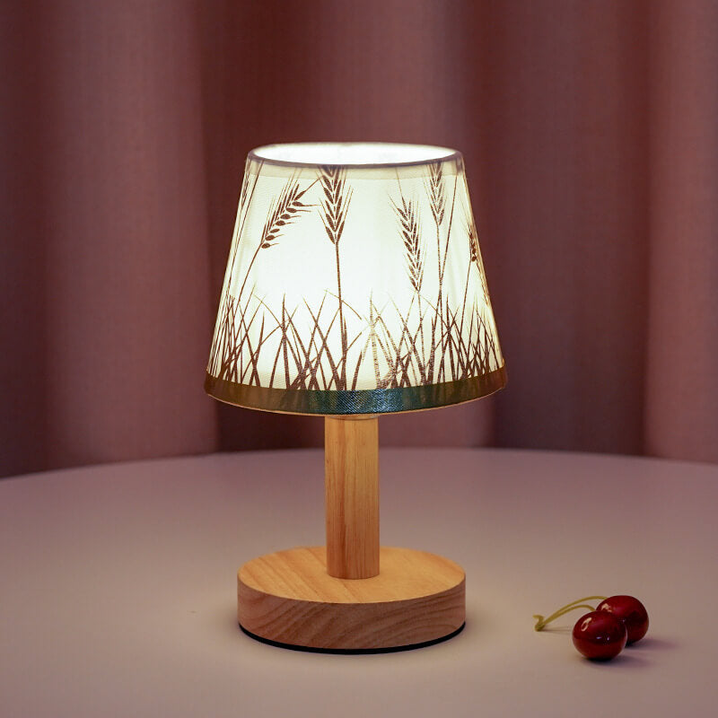 Vintage Linen Drum Shade LED Table Lamp - Home Lighting Accent