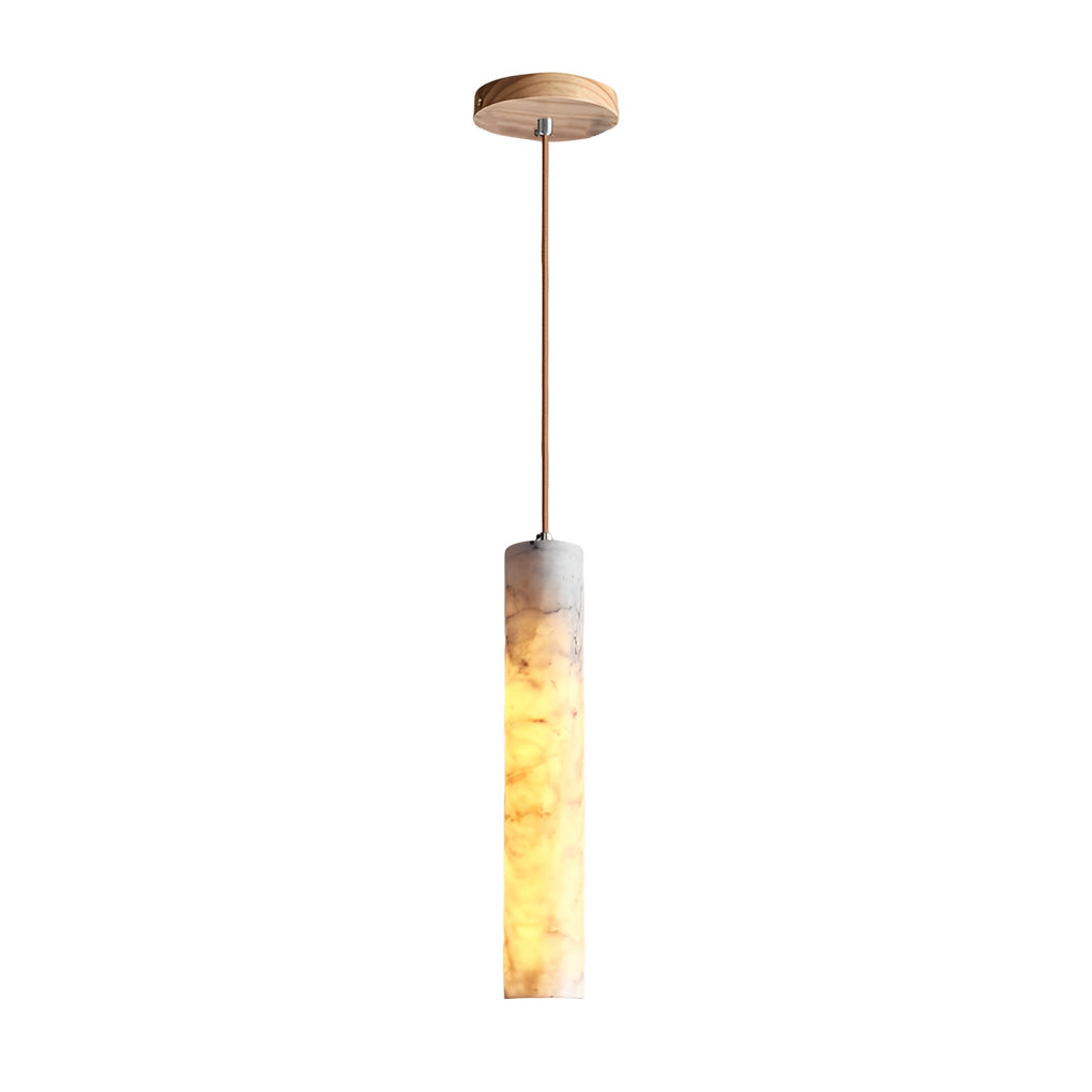 Elongated Cylindrical Marble Chandelier Pendant Light