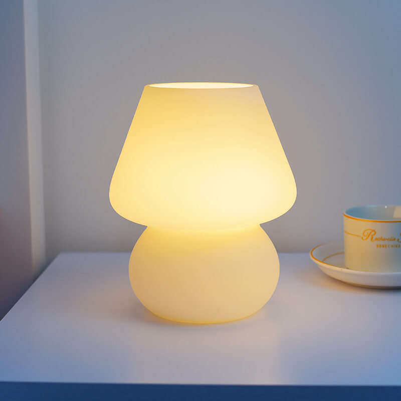 Retro Creative Glass Mushroom 1-Light LED Night Light Table Lamp, Vintage Home Decor, Stylish Bedroom Lighting, Decorative Nightlight for Nursery, Unique Gift Idea, USB Powered, Soft Glow, Functional Art Piece