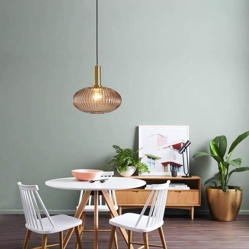 Minimalist Striped Glass Pendant Light 1-Light Fixture