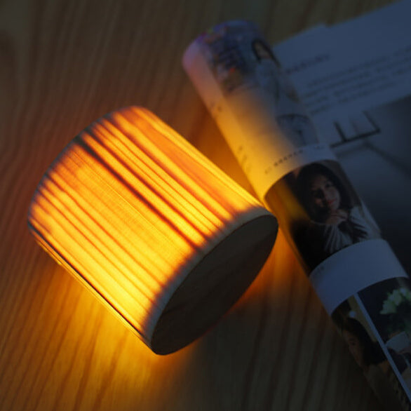 Creative Wood LED Touch Night Light Lamp - Modern Design & Adjustable Brightness