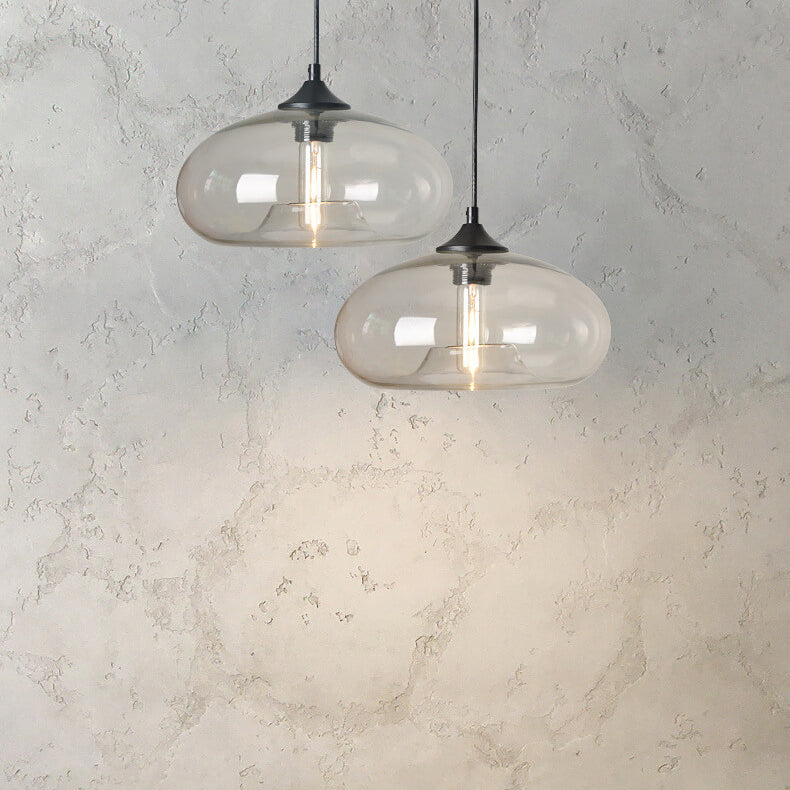 Colored Glass Oval 1-Light Pendant – Modern Lighting Fixture, Decorative Hang Light, Home Interior Design, Bohemian Style Decor
