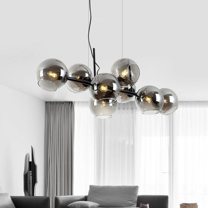 Modern Glass Magic Bean 8-Light LED Chandelier - Contemporary Lighting, Elegant Home Decor, Sleek Design, Energy-Efficient, Bright Illumination, Unique Pendant Fixture, Dining Room & Living Space Lighting