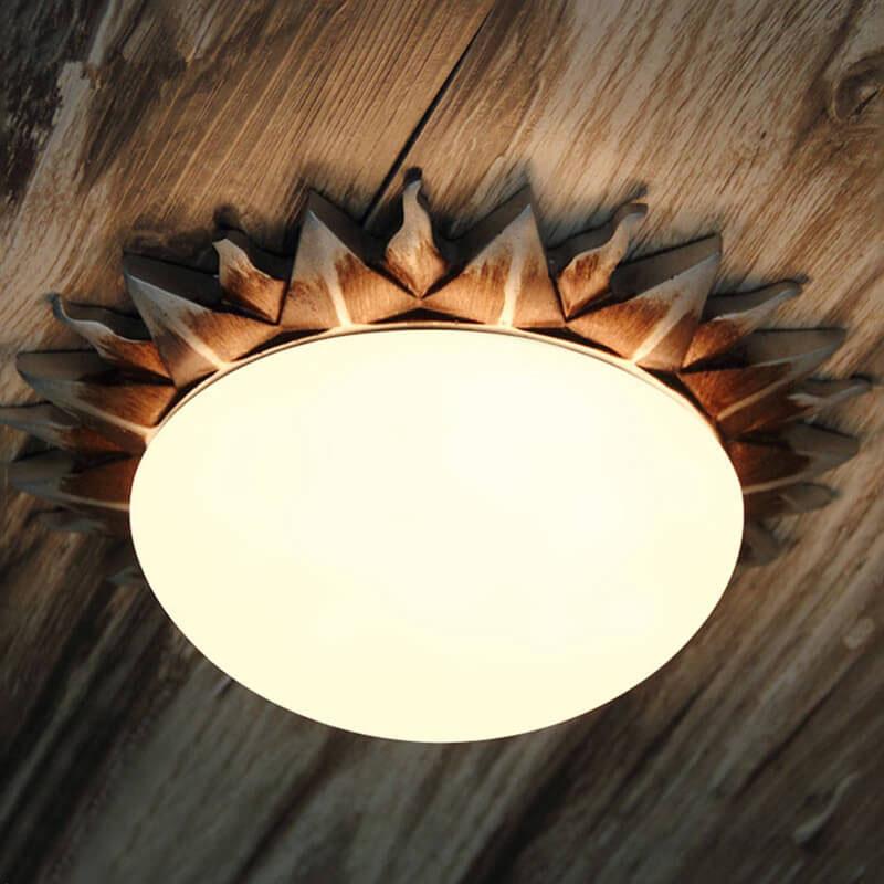 Vintage Glass Sun Bowl Flush Mount Ceiling Light - 1/3-Light Design, Mid-Century Style Lighting, Retro Home Décor, Modern Elegance, Easy Installation, Warm Ambiance.
