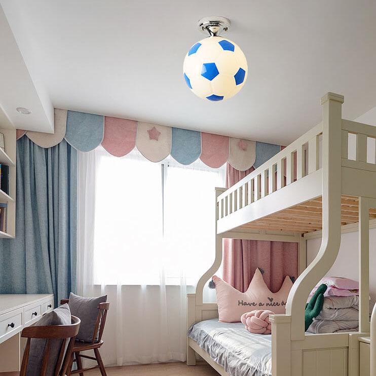 Basketball Soccer Glass Semi-Flush Mount Ceiling Light