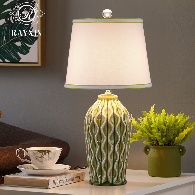 Modern Simple Fabric Ice Cracked Ceramics 1-Light Table Lamp Stylish Home Decor Bedroom Living Room Lighting Decorative Accent Lamp Contemporary Design Unique Ceramic Finish Elegant Modern Lighting Fixture