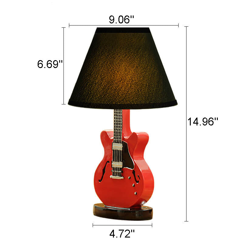 Cartoon Creative Fabric Shade Guitar 1-Light Table Lamp, Unique Children's Bedroom Lighting, Musical Theme Décor, Fun Nursery Lamps, Playful Home Office Lighting, Kid-Friendly Table Lamps, Stylish Modern Lamp for Music Lovers, Vibrant Decorative Lighting