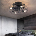 Industrial Retro Tungsten 4-Light Flush Mount Ceiling Fan Light