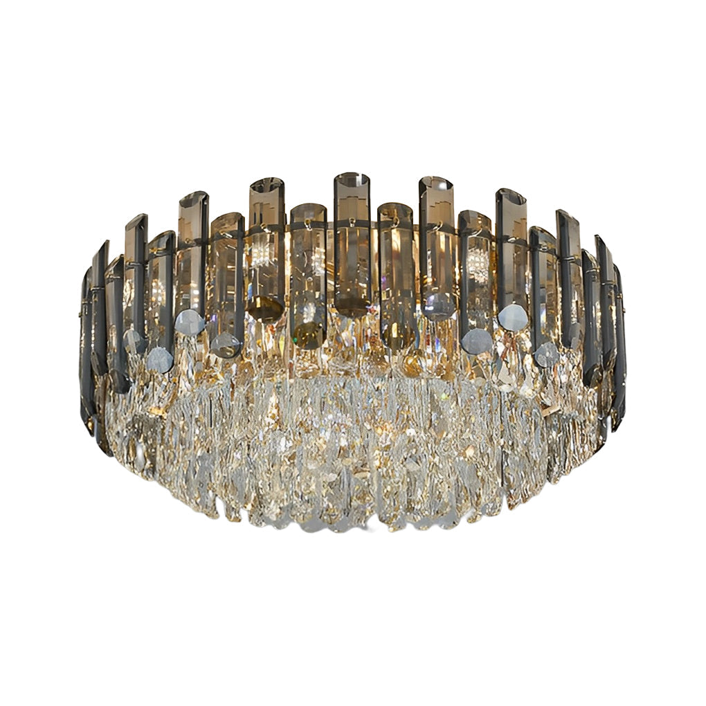 Round Metal Crystal Dimmable Ceiling Light - Modern Luxury 3-Step Lighting