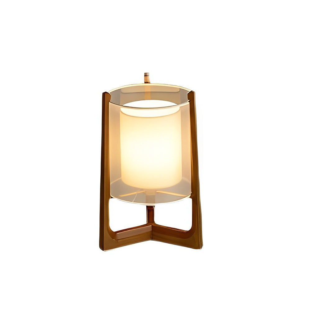 Rustic Japanese Wood LED Floor Lamp - Double Shade Design, Eco-Friendly Lighting for Home Decor
