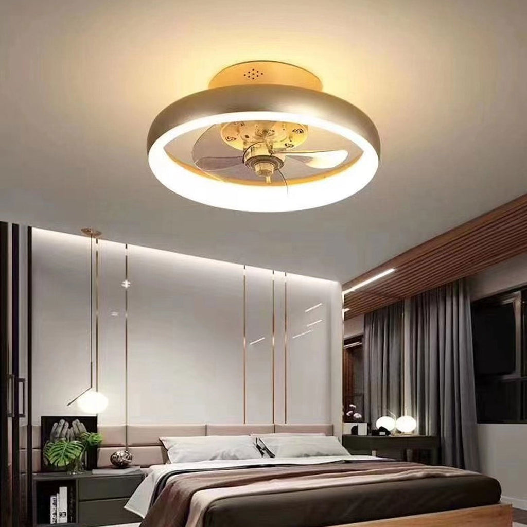 Nordic Light Luxury Round Wrought Iron LED Ceiling Fan Light