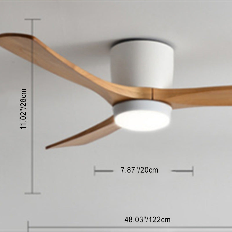 Contemporary Scandinavian Copper Wood Acrylic LED Ceiling Fan Light for Living Room
