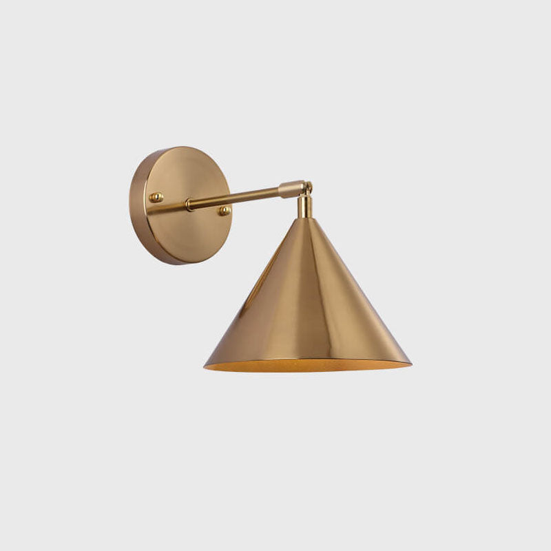 Industrial Iron Brass Cone Wall Sconce Lamp - 1-Light Contemporary Design for Living Room