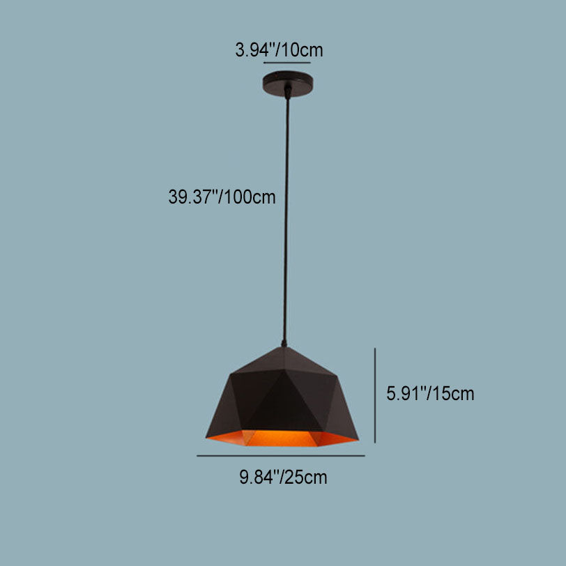 Modern Geometric Macaroon Iron Pendant Light 1-Light Lozenge Design